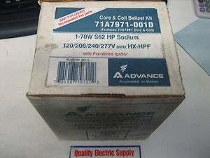 ADVANCE CORE AND COIL BALLAST KIT 71A7971 001D 1 70W S62HP SODIUM NEW 