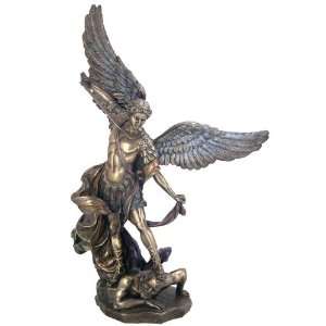 Archangel St. Michael Tramples Demon Religious Sculpture  