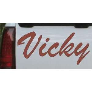  Vicky Car Window Wall Laptop Decal Sticker    Brown 18in X 