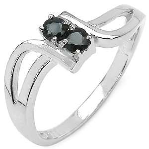  0.30 Carat Genuine Sapphire Sterling Silver Ring: Jewelry