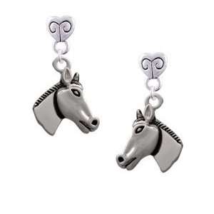 Horse Head Mini Heart Charm Earrings [Jewelry]: Jewelry