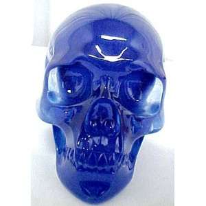    Blue Crystal Translucent Human Skull Figure Statue