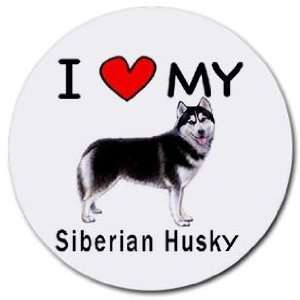  I Love My Siberian Husky Round Mouse Pad: Office Products
