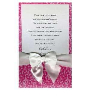  Confetti Dots Pink with White Bow Pocket Invitations 