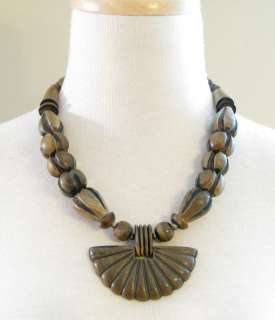 Indigenous Carved Bone Ethnic Tribal Bead 20 Necklace  
