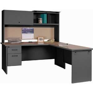  Steel L Shaped Desk with Hutch GFA011: Office Products