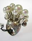 MARC JACOBS Silver Plated Faux White Pearl Raised Cluster Cocktail 