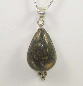 Artisan Bezel Set Polished Stone Sterling Pendant Necklace 21L Very 