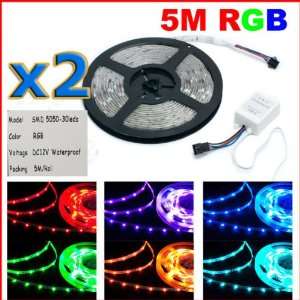  2 pcs*5M 500cm 5050 Waterproof IP65 RGB 150 SMD LED Lamp Light 