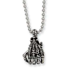  Stainless Steel Skull Hand Pendant Necklace: Vishal 