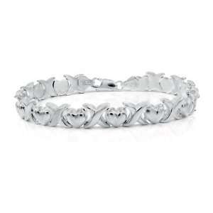   Hearts Silver Stampato Bracelet, Italian Product and Design Jewelry