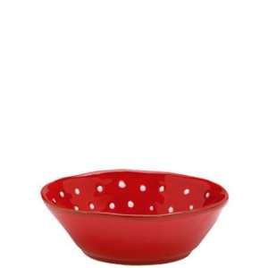  Vietri Italian Dinnerware Rosso Vecchio Dot Red Oval Bowl 