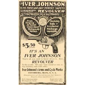 1902 Ad Iver Johnson Arms Hammerless Automatic Revolver   Original 