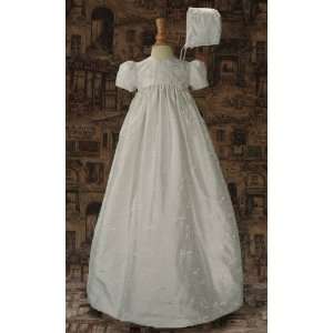 embroidered & pearled silk christening gown 