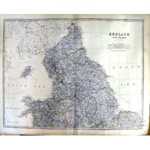 JOHNSTON ANTIQUE MAP 1883 ENGLAND WALES YORK ISLE MAN 