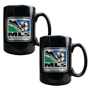  Major League Soccer Logo MLS 2pc Black Ceramic Mug Set 
