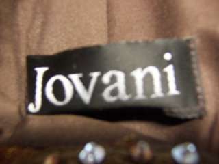 JOVANI Brown Strapless Taffeta Jeweled Formal Gown Dress 8 NEW  