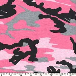  60 Wide Jersey Knit Camo Pink/Black Fabric By The Yard 