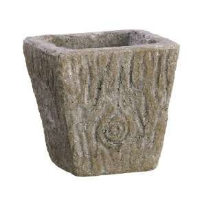  3.7hx3.5wx3.5l Log Pattern Square Cement Pot Antique 
