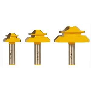  Set of 3 Lock Miter 45 Degree Glue Joint Router Bits 