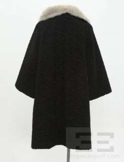 Astrakin Black Curly Lamb & Light Grey Mink Fur Collar Half Length 