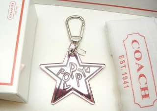 New COACH Poppy Star Keychain Key Ring Fob Charm  