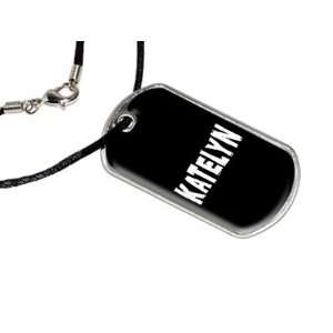  Katelyn   Name Military Dog Tag Black Satin Cord Necklace 