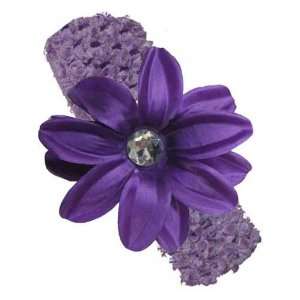  Lavender Crochet Baby Headband with Purple Lilly Flower 