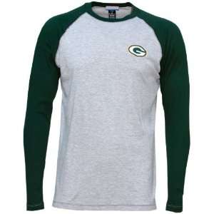  Reebok Green Bay Packers Ash Gridiron Long Sleeve T shirt 