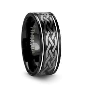  KILDARE Celtic Engraved Design Black Tungsten Wedding Band 