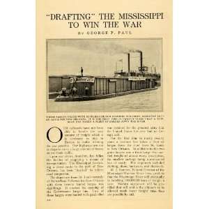  1918 Print Mississippi Barge Ships Soldier Supplies WWI 
