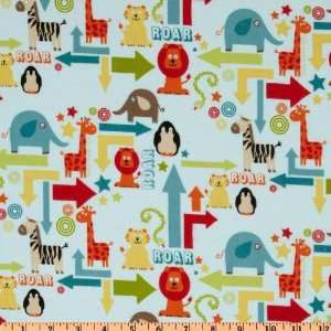 Riley Blake Alphabet Soup Flannel Zoo Animals Blue Fabric By The Yard 