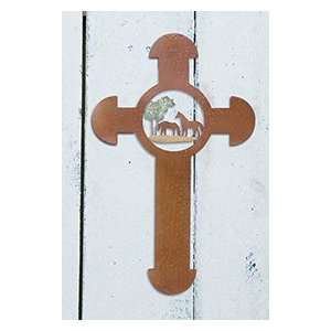    14 Metal Home Dcor Horse Rustic Wall Cross