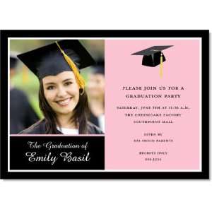   Black Border Cap Graduation Photo Invitations