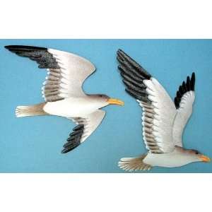   Two Metal Flying Gull Wall Plaques Nautical Wall Decor: Home & Kitchen