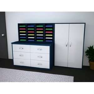   Custom Wood Mail Center with 24 Pockets and Storage Cabinet Office