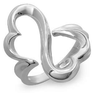 Sterling Silver Ladies Floating Open Heart Band Ring (Available in 