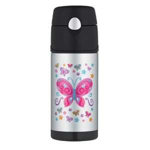  Thermos Travel Water Bottle Pretty Butterflies And Flowers 