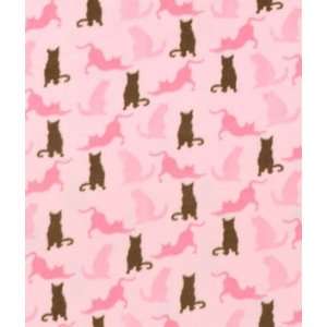  Pink Silhouetted Cats Fleece Fabric Arts, Crafts & Sewing