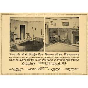 1921 Ad William Henderson & Co. Scotch Art Rugs Decor   Original Print 