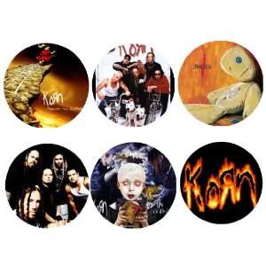  Korn Set of 6 1.25 Badge Pinback Buttons 