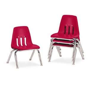 Virco 9000 Series Classroom Chairs, 10in Seat Height, Red/Chrome, Four 