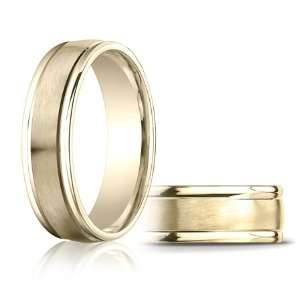  6mm Satin Band with Rounded Edges   10k Yellow Gold 