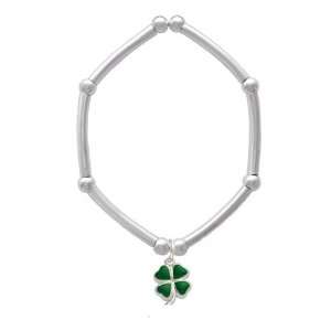  Green Four Leaf Clover with Heart Leaves Tube and Bead 
