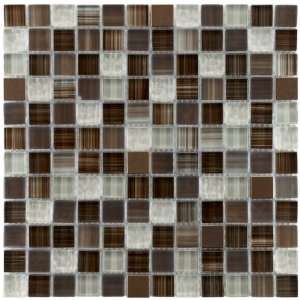 Sierra Square Truffle 11 3/4 X 11 3/4 Inch Glass and Metal Wall Tile 
