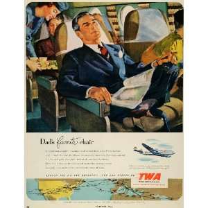 1951 Ad TWA Trans World Airlines Business Travel Dad   Original Print 