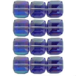  12 Tanzanite AB Square Cube Swarovski Crystal Beads 6mm 