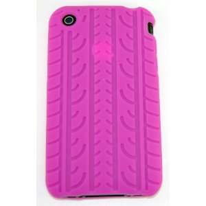   3GS * Soft Silicone Case * Tire Tracks * (Hot Pink) 8GB, 16GB, 32GB