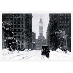  Snow at City Hall Philadelphia PA 12x18 Giclee on canvas 