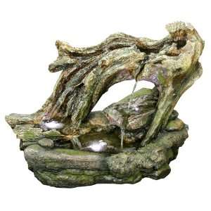   Stone and Wood Lighted Outdoor Water Fountain: Patio, Lawn & Garden